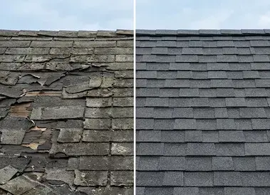 Old damaged roof before replacement